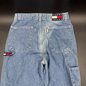 Vintage Y2K Tommy Hilfiger Carpenter Cargo Jeans Size 16 (28x28) Embroidered